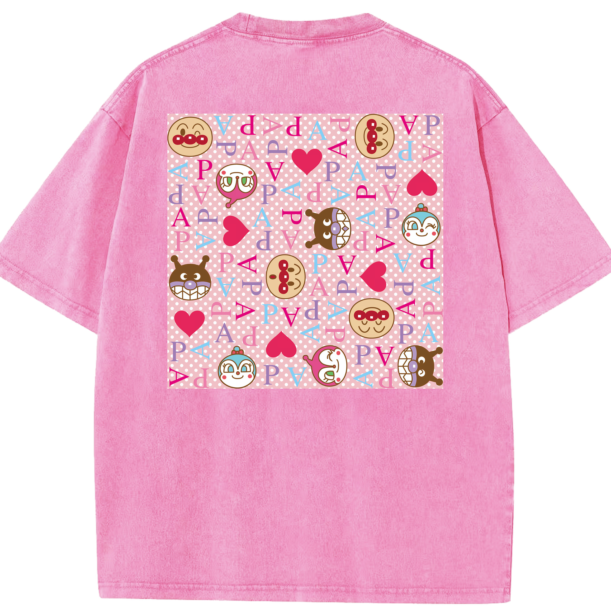 （画像用） アンパンマン Anpanman 綿100% ヴィンテージ風 半袖Tシャツ（背面プリント）